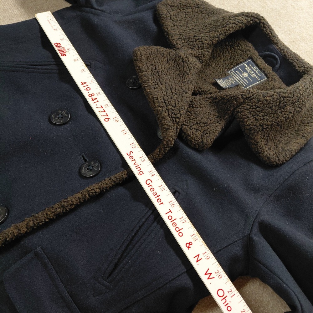 American Eagle Womens Double Breasted Pea Coat Sherpa Lined Jacket Business Y2k - Picture 7 of 12